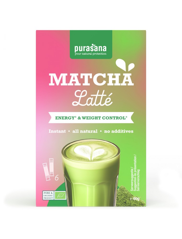 Image principale de la modale pour Matcha Latté Instantané Bio - Vitalité 6 Sticks - Purasana