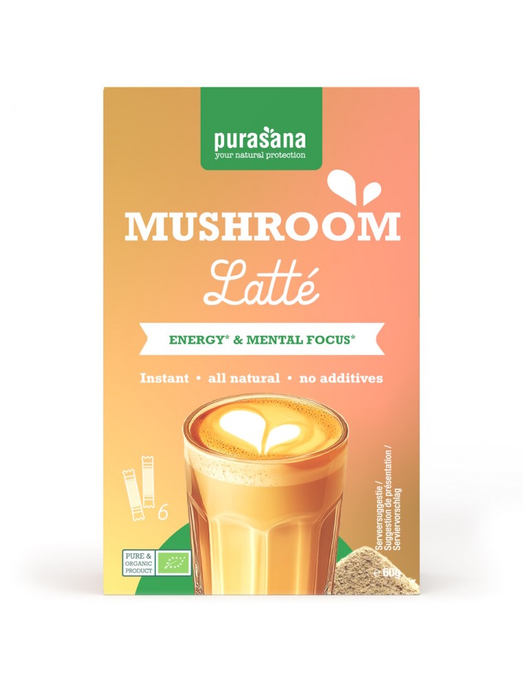 Image principale de la modale pour Mushroom Latté Instantané Bio - Vitalité 6 Sticks - Purasana