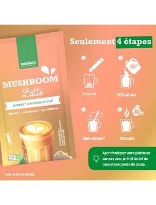 Image 76343 supplémentaire pour Mushroom Latté Instantané Bio - Vitalité 6 Sticks - Purasana