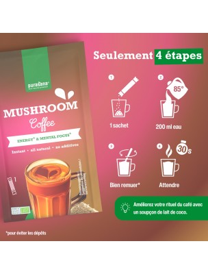 Image 76346 supplémentaire pour Mushroom Coffee Instantané Bio - Vitalité 6 Sticks - Purasana