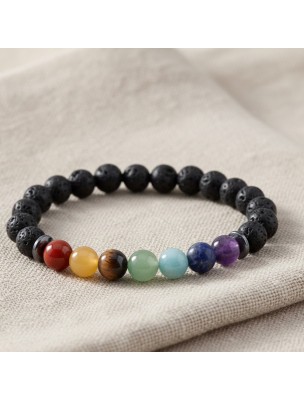 Image 76648 supplémentaire pour Bracelet Boule - Pierre de Lave 7 Chakras - 08 mm