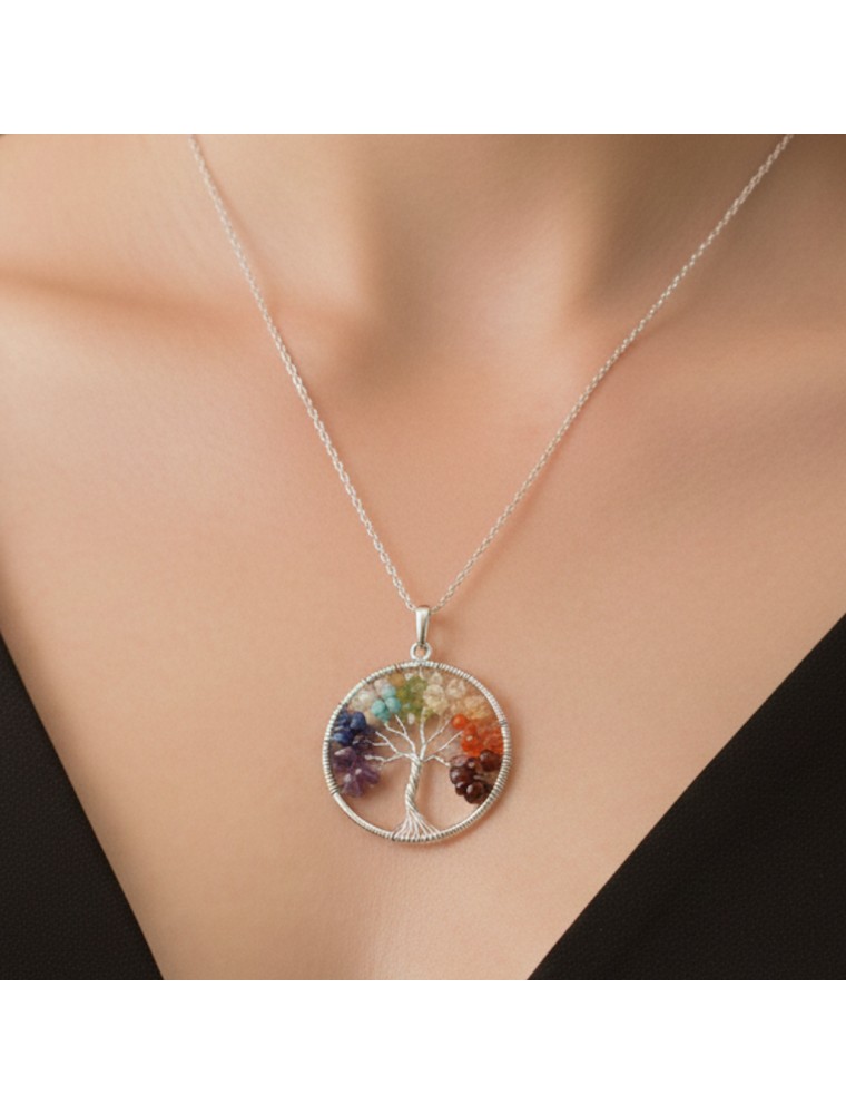 Image principale de la modale pour Pendentif Arbre de Vie - 7 Chakras - 40 mm
