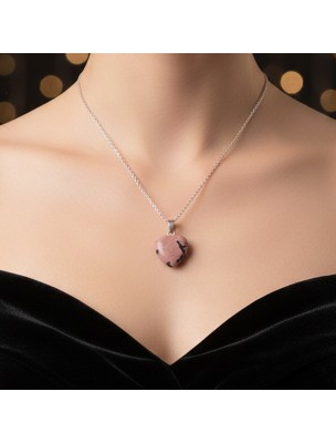 Image de Pendentif Coeur - Rhodonite - 15 mm depuis Achetez Chaîne Argent 925 Maille Vénitienne Semi Torsadée 55 cm - Louis
