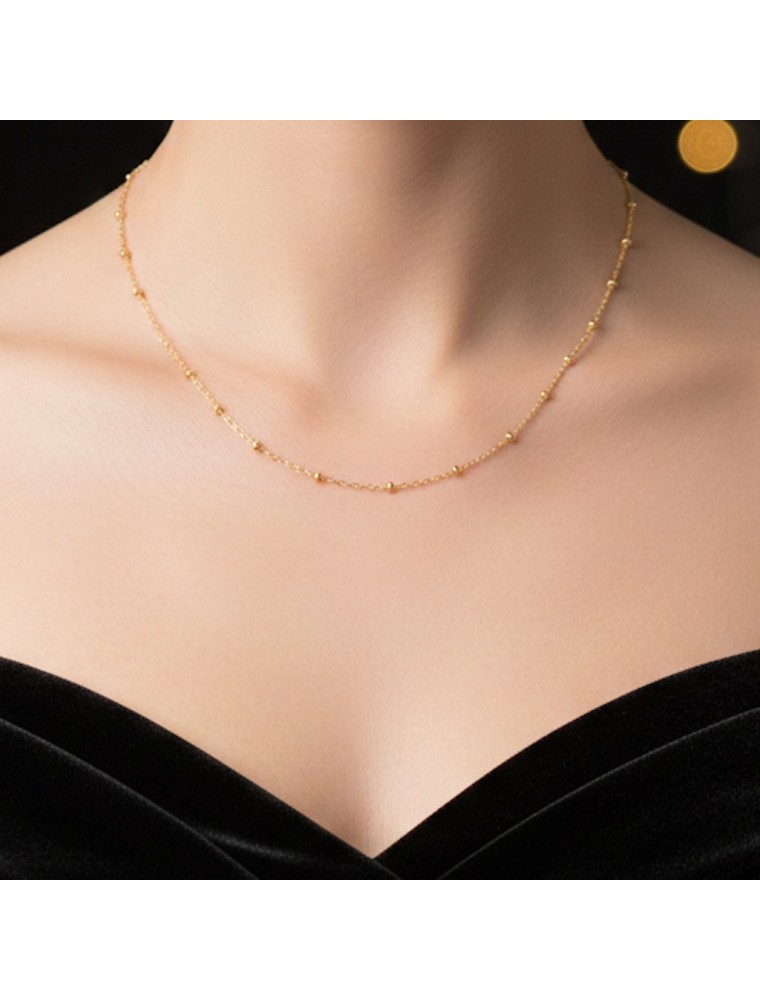 Image principale de la modale pour Chaîne Acier Inoxydable - Maille Forçat Boule Dorée - 38 cm
