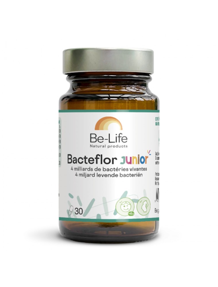 Image principale de la modale pour Bacteflor Junior - Probiotiques 4 milliards de micro-organismes vivants 30 gélules - Be-Life