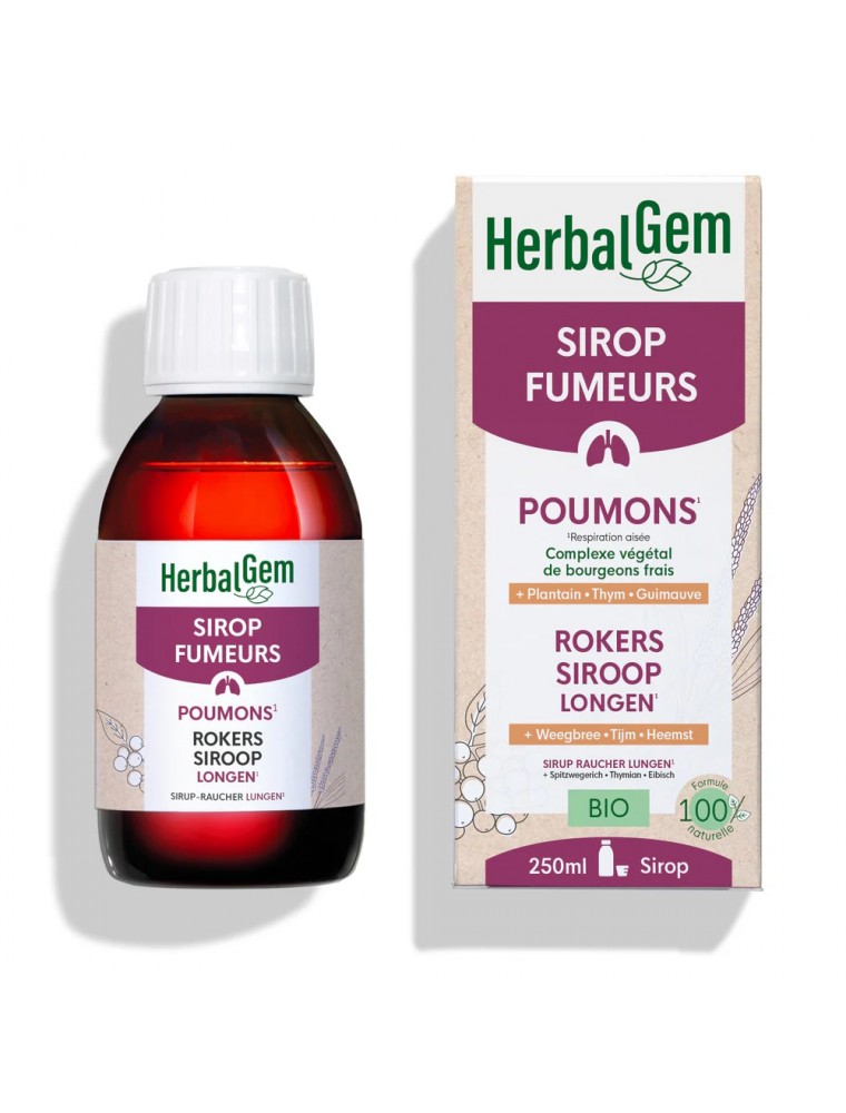 Image principale de la modale pour Sirop des fumeurs Bio - Bien-être respiratoire 250 ml - Herbalgem