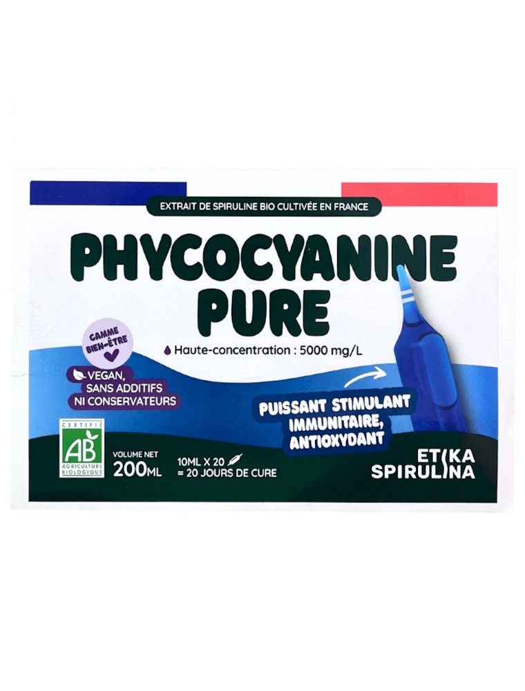 Image principale de la modale pour Phycocyanine Pure Bio - Immunité et Tonus 20 ampoules - Etika Spirulina