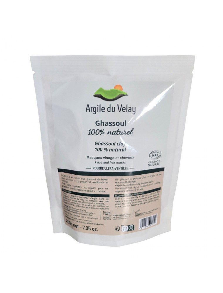 Image principale de la modale pour Argile Ghassoul - Masque Visage et Cheveux 200g - Argile du Velay