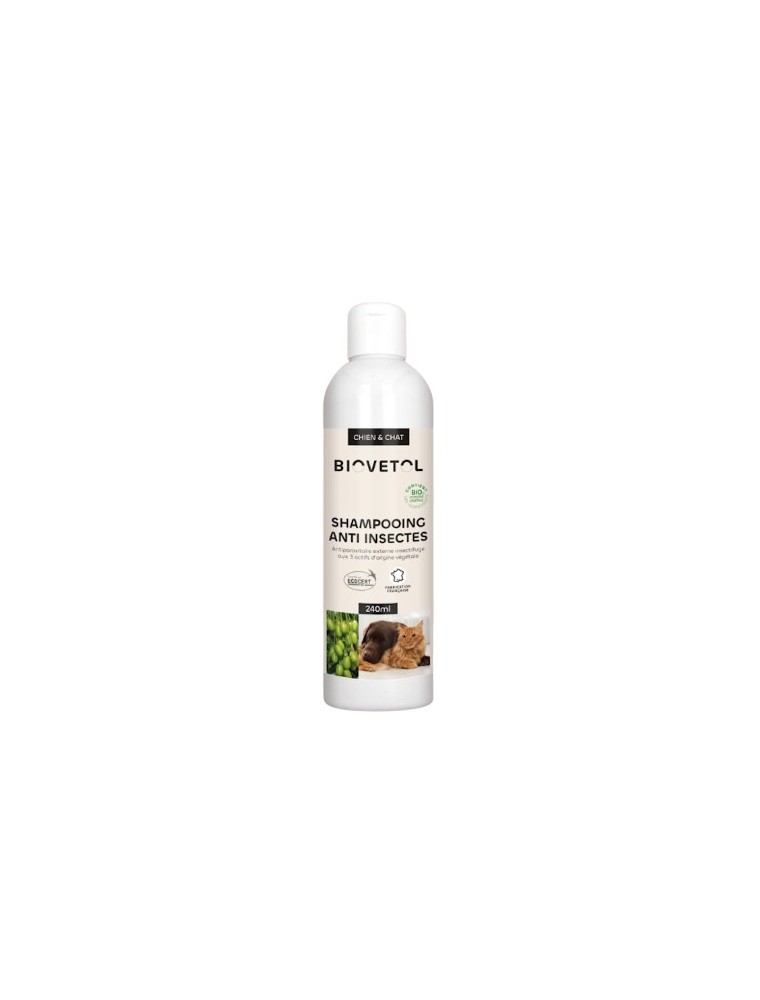Image principale de la modale pour Shampoing Anti-Insectes Bio - Contre les tiques, puces et moustiques 240 ml - Biovetol