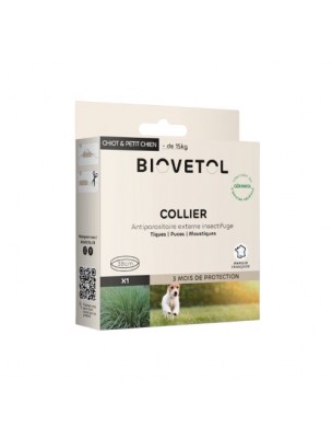 Image de Collier Chiot-Petit Chien - Contre les tiques, puces et moustiques 1 Collier - Biovetol depuis Achetez les nouvelles tisanes arrivées à l'herboristerie Louis