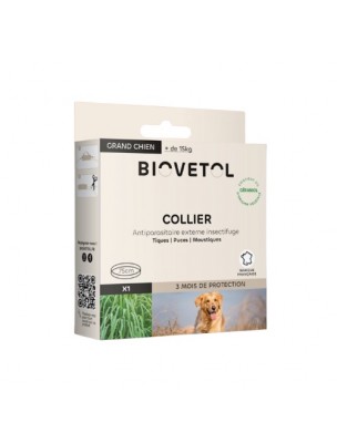 Image de Collier Grand Chien Bio - Contre les tiques, puces et moustiques 1 Collier - Biovetol depuis Achetez les nouvelles tisanes arrivées à l'herboristerie Louis