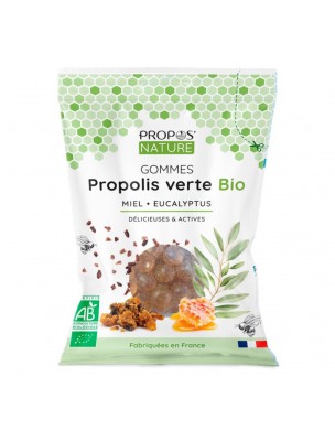 Image de Gommes Propolis verte Bio Miel et Eucalyptus - Délicieuses et Actives 45 g - Propos Nature depuis louis-herboristerie
