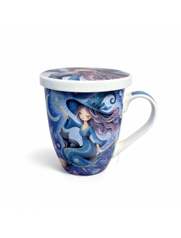 Image principale de la modale pour Tisanière Sorcière Bleue Yeux Fermés 3 Pièces en Porcelaine 300 ml
