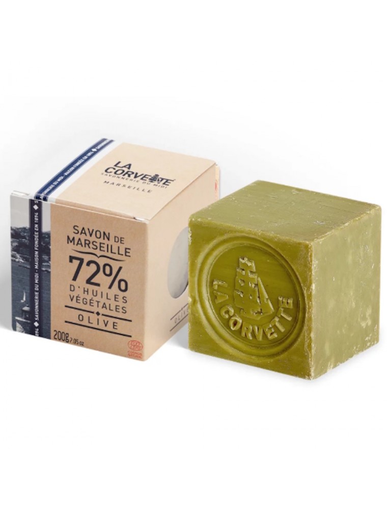 Image principale de la modale pour Cube de Savon de Marseille Olive Bio - 72% d'Huiles Végétales 200g - La Corvette
