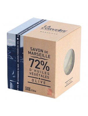 Image de Cube de Savon de Marseille Olive Bio - 72% d'Huiles Végétales 500g - La Corvette depuis La Corvette