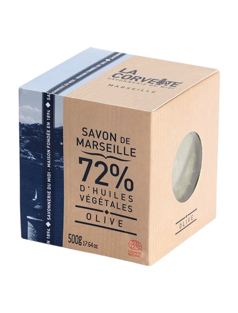 Image principale de la modale pour Cube de Savon de Marseille Olive Bio - 72% d'Huiles Végétales 500g - La Corvette