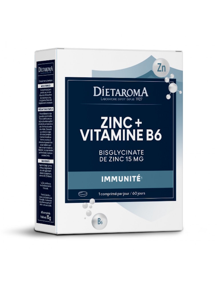 Image principale de la modale pour Zinc Vitamine B6 - Immunité 60 comprimés - Dietaroma