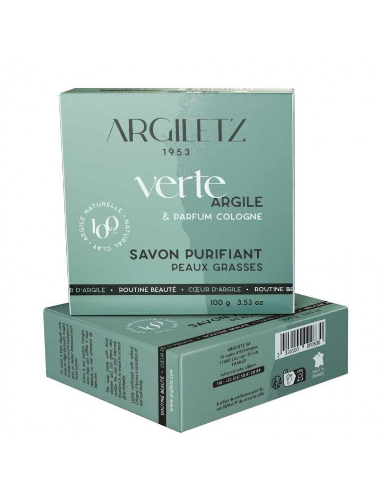 Image principale de la modale pour Savon purifiant - Argile verte, parfum Cologne, 100g - Argiletz