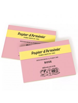 Image de Papier d'Arménie à la Rose - Désodorisant naturel 36 bandes depuis Rose de Damas Bio - Pétales 50g - Tisane