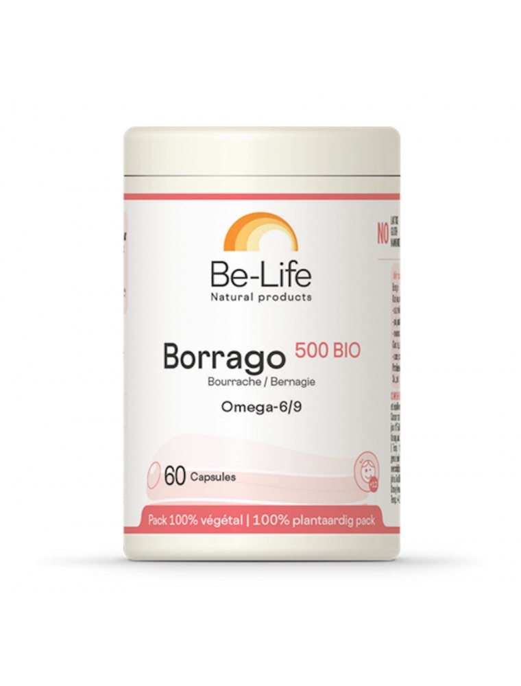 Image principale de la modale pour Borrago 500 Bio - Huile de Bourrache 60 capsules - Be-Life