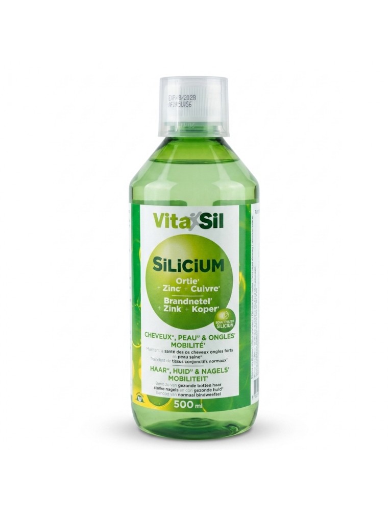 Image principale de la modale pour Silicium, Ortie, Zinc et Cuivre - Cheveux, Peau, Ongles et Mobilité 500 ml - Vitasil