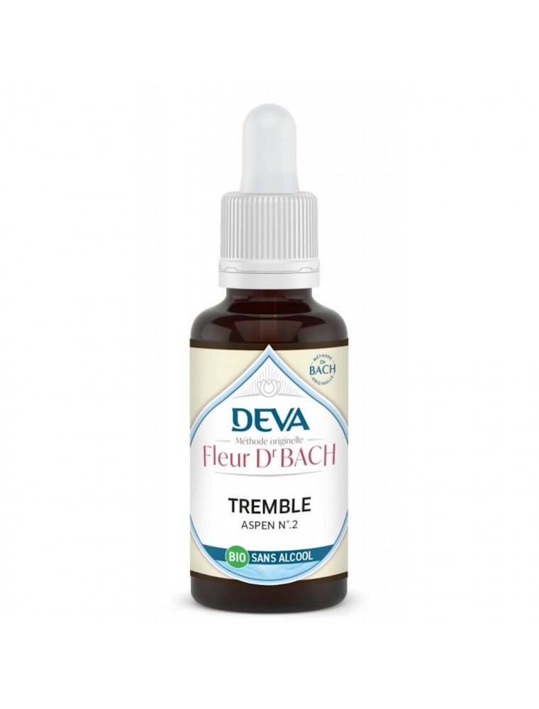 Image principale de la modale pour Tremble Sans Alcool Bio - Courage et Volonté Élixir Floral de Bach 30 ml - Deva
