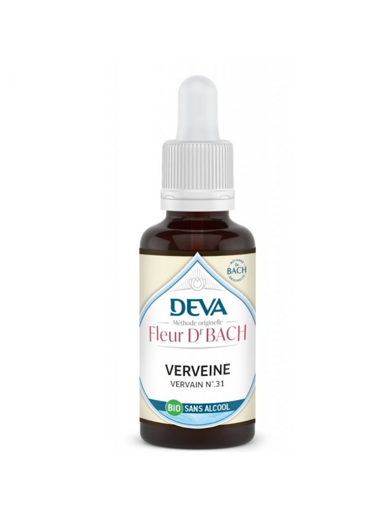 Image principale de la modale pour Verveine Sans Alcool Bio - Calme et Modération Élixir Floral de Bach 30 ml - Deva