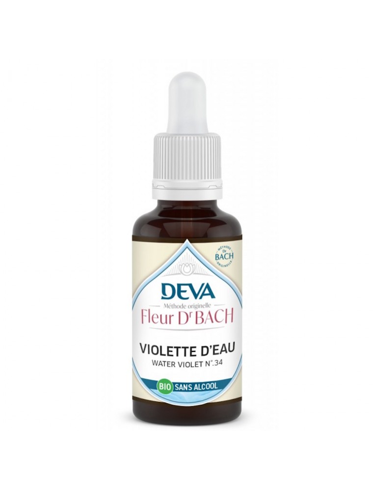 Image principale de la modale pour Violette d'eau Sans Alcool Bio - Amabilité et Humilité Élixir Floral de Bach 30 ml - Deva