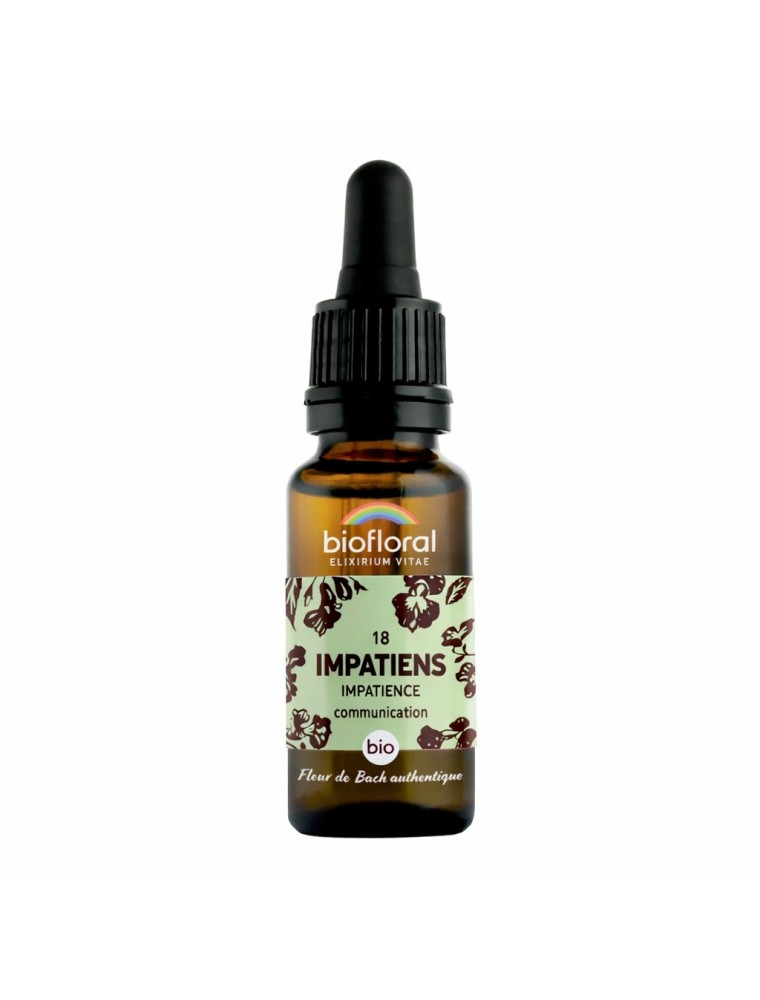 Image principale de la modale pour Impatiens Impatience n°18 - Patience et Tolérance Bio aux fleurs de Bach 20 ml - Biofloral