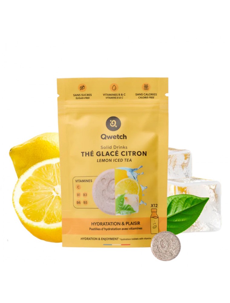 Image principale de la modale pour Solid Drinks Thé Glacé Citron - Hydratation 12 pastilles - Qwetch