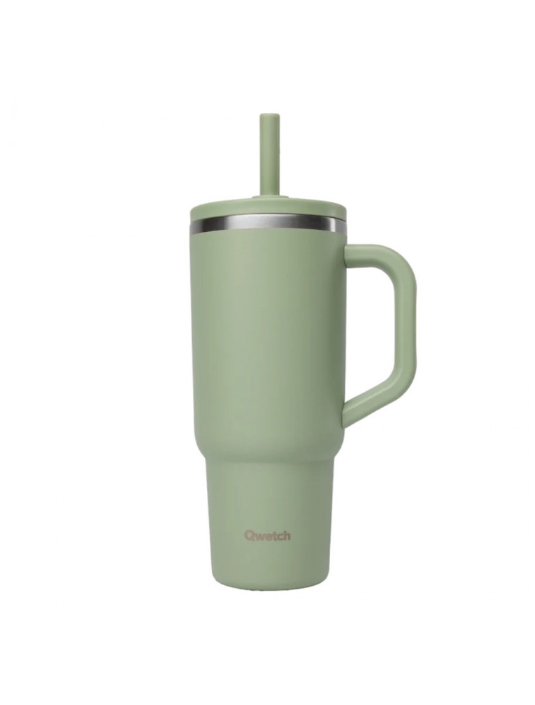 Image principale de la modale pour Travel Cup Isotherme Matt Vert Tilleul avec Bouchon Etanche - Hydratation 900 ml - Qwetch