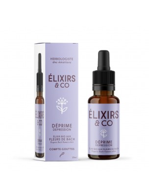 Image de Déprime Bio - Elixir composé Bio aux Fleurs de Bach 20 ml - Elixirs and Co depuis Achetez les produits Elixirs and Co à l'herboristerie Louis