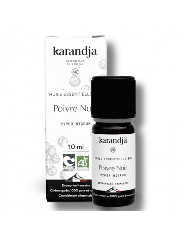 Image principale de la modale pour Poivre Noir Bio - Huile Essentielle de Piper nigrum 10 ml - Karandja