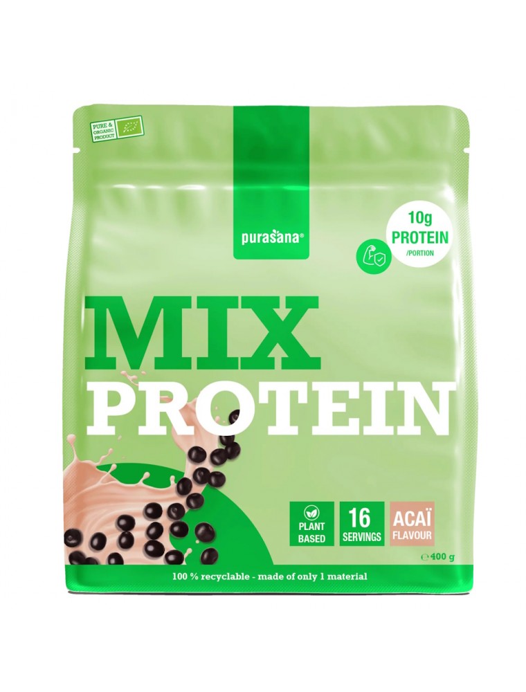Image principale de la modale pour Protein Mix Açai Bio - Protéines Végétales Pois et Tournesol 400 g - Purasana