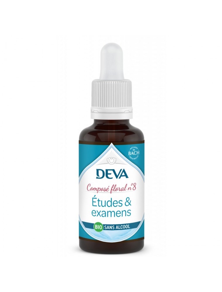 Image principale de la modale pour Etudes et Examens Sans Alcool Bio - Esprit de synthèse et Expression orale Composé floral n°8 30 ml - Deva