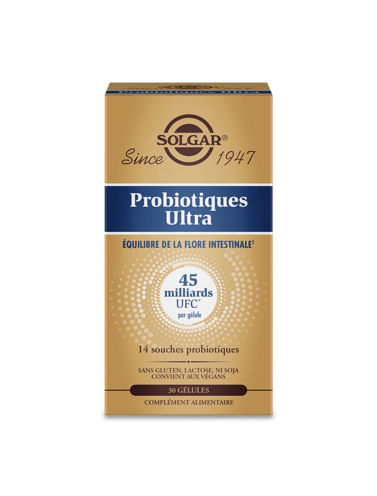 Image principale de la modale pour Probiotiques Ultra - Equilibre de la Flore Intestinal 30 gélules végétales - Solgar