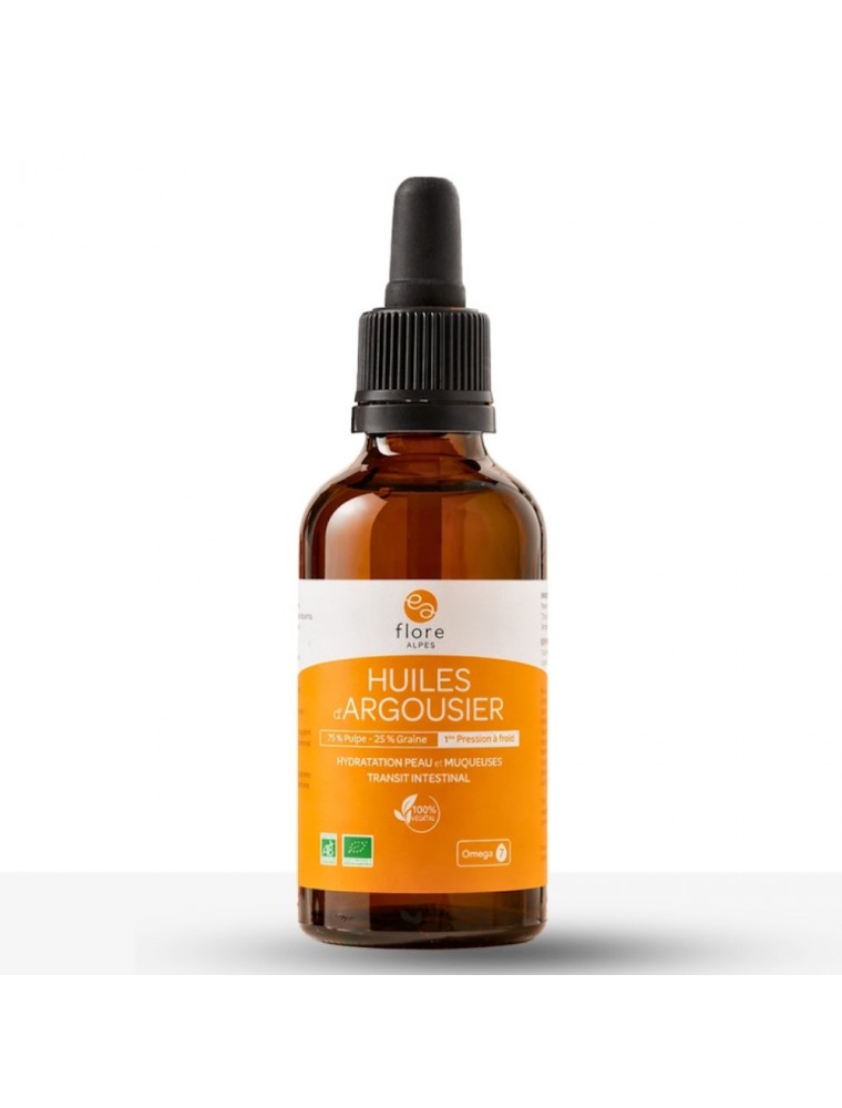 Image principale de la modale pour Huiles d'Argousier Bio - Soin de la Peau 50 ml - Flore Alpes