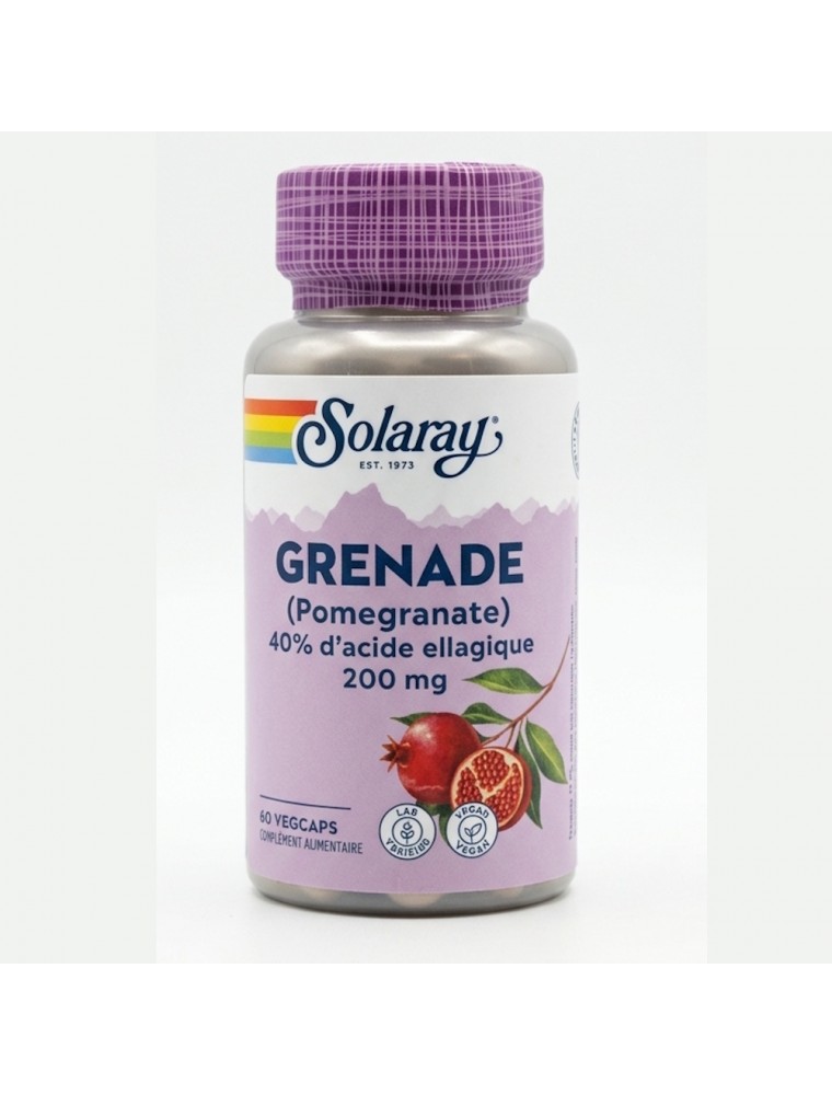 Image principale de la modale pour Grenade 200 mg - Antioxydant et Système cardiovasculaire 60 capsules - Solaray