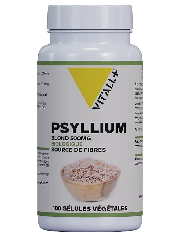 Image principale de la modale pour Psyllium Blond Bio 500 mg - Transit 100 gélules végétales - Vit'all+