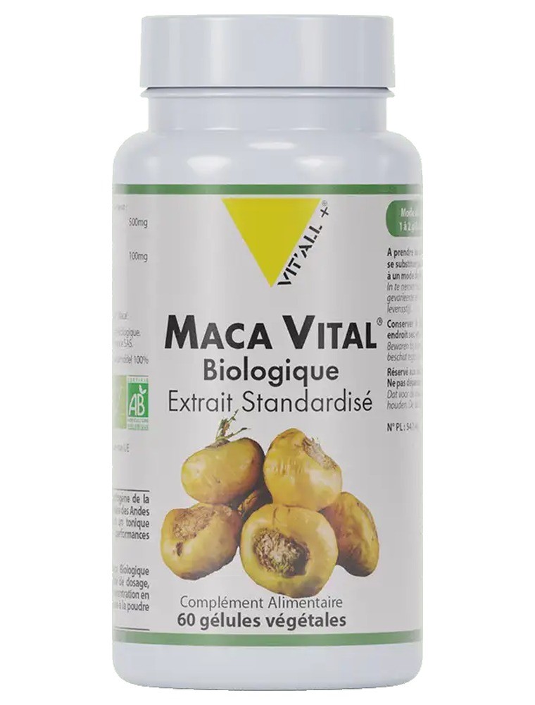 Image principale de la modale pour Maca Vital Bio 500 mg - Tonus et Vitalité 60 gélules végétales - Vit'all+