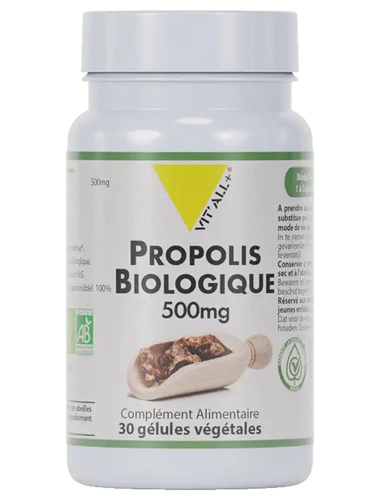 Image principale de la modale pour Propolis Bio 500 mg - Défenses naturelles 30 gélules végétales - Vit'all+