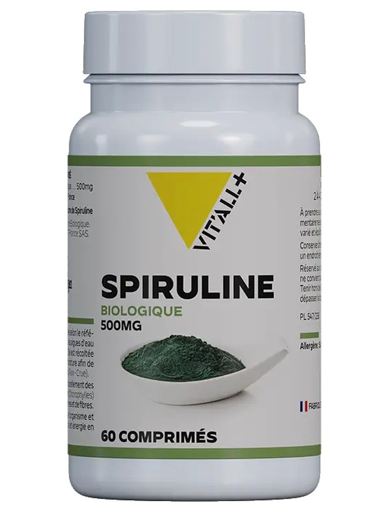 Image principale de la modale pour Spiruline Bio 500 mg cultivée en France - Vitalité 60 comprimés - Vit'all+