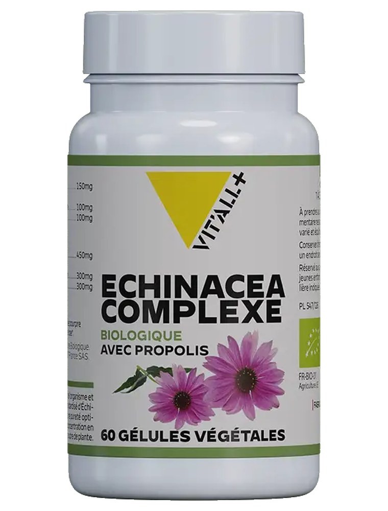 Image principale de la modale pour Echinacea Complexe Bio avec Propolis - Défenses naturelles 60 gélules végétales - Vit'all+