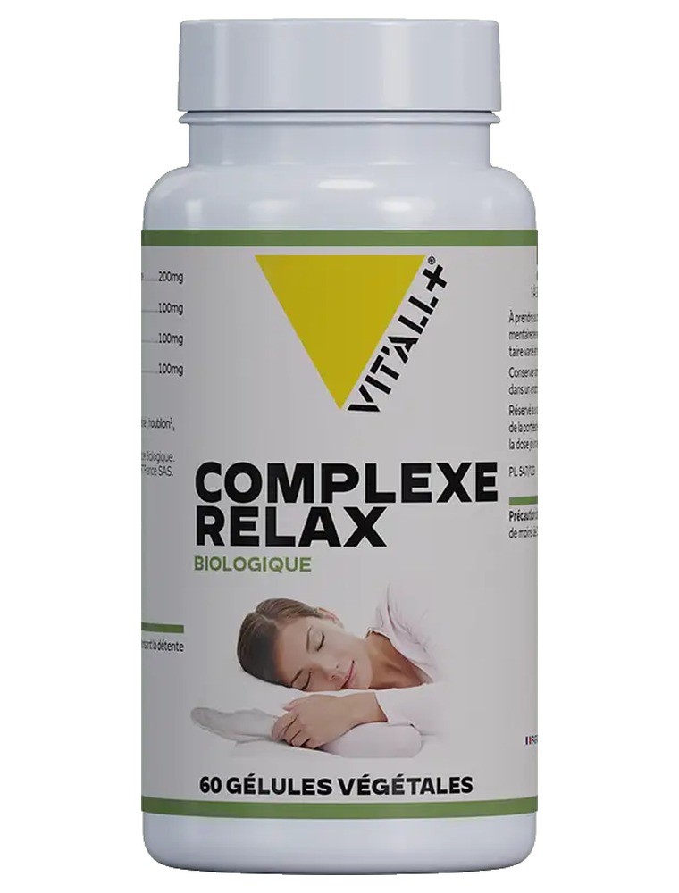 Image principale de la modale pour Complexe Relax Bio Valériane, Passiflore, Aubépine, Houblon - Sommeil 60 gélules végétales - Vit'all+