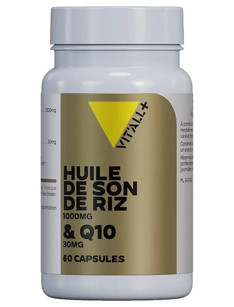 Image principale de la modale pour Huile de Son de Riz 1000 mg et Q10 30 mg - Équilibre lipidique 60 capsules - Vit'all+