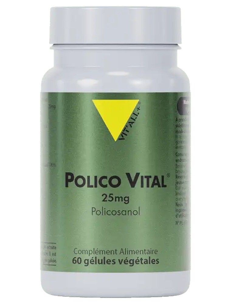 Image principale de la modale pour Polico Vital Policosanol 25 mg - Équilibre lipidique 60 gélules végétales - Vit'all+