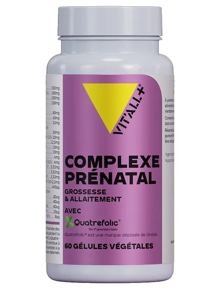 Image principale de la modale pour Complexe Pré-natal avec Quatrefolic - Grossesse et Allaitement 60 gélules végétales - Vit'all+