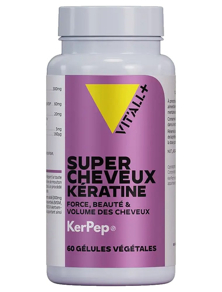 Image principale de la modale pour Super Cheveux Kératine KerPep - Cheveux 60 gélules végétales - Vit'all+