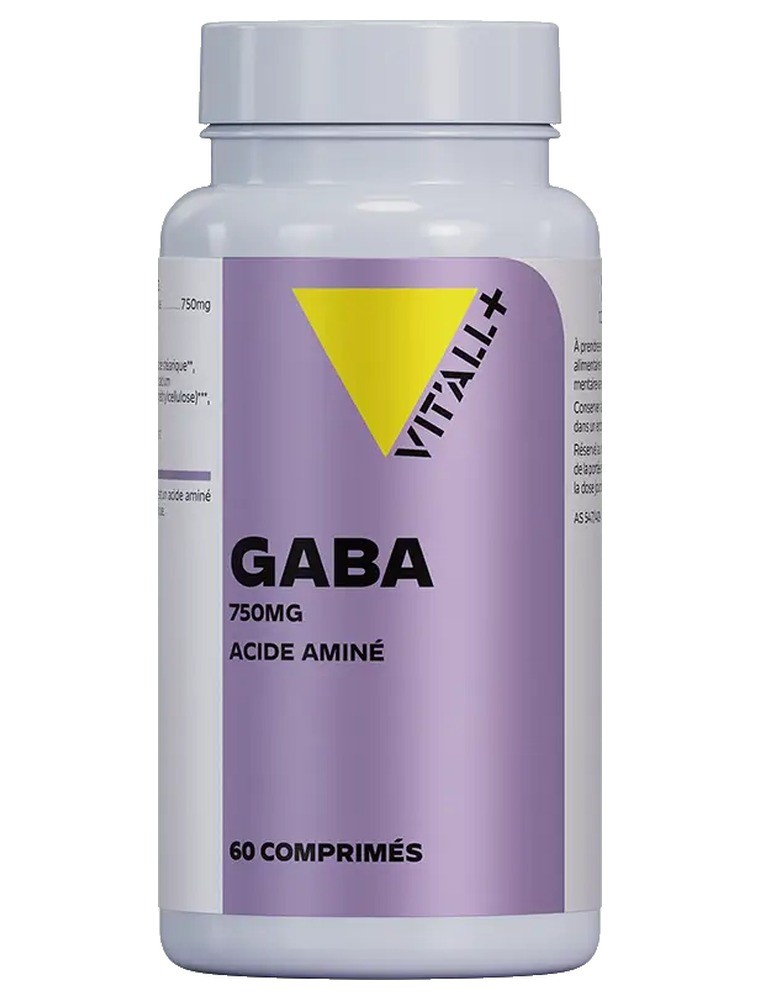 Image principale de la modale pour GABA 750 mg Acide aminé - Détente 60 comprimés - Vit'all+