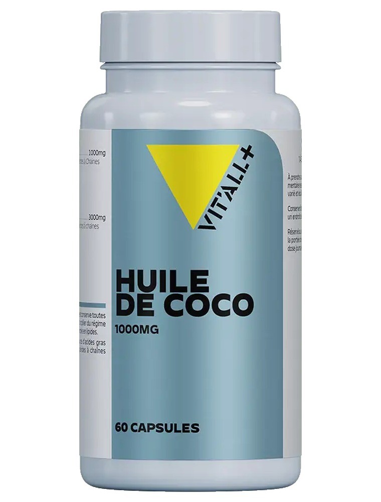 Image principale de la modale pour Huile de Coco 1000 mg Riche en TCM - Énergie 60 capsules - Vit'all+